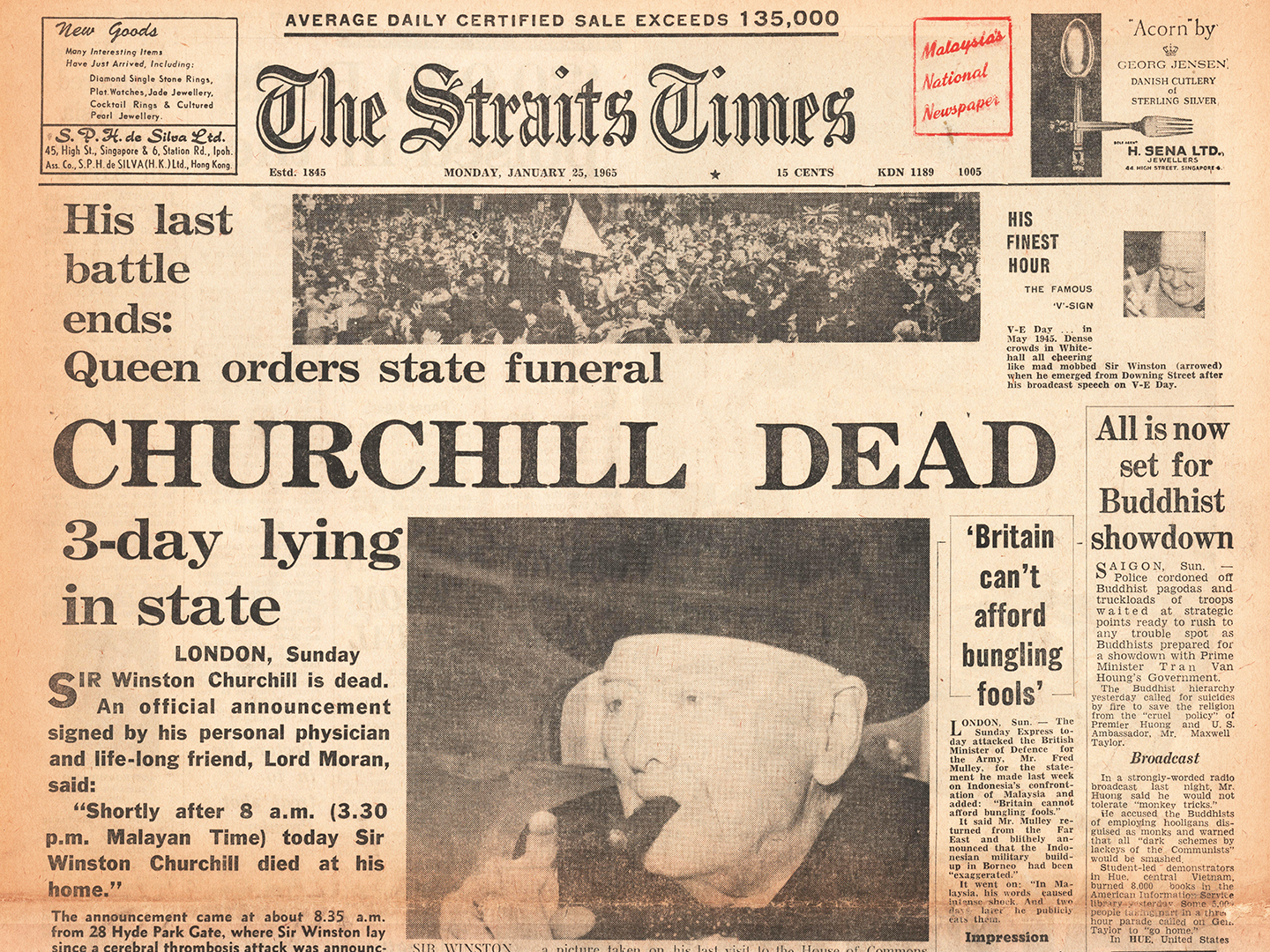 an old cover page of The Straits Times newspaper