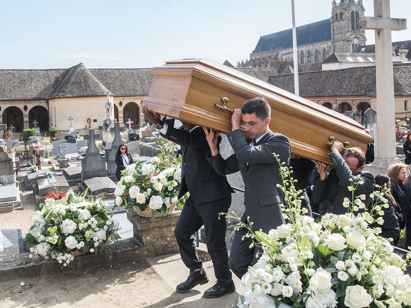Charles Aznavour is laid to rest at the at Monfort L’Amaury Cemetery after a private funeral on October 6.