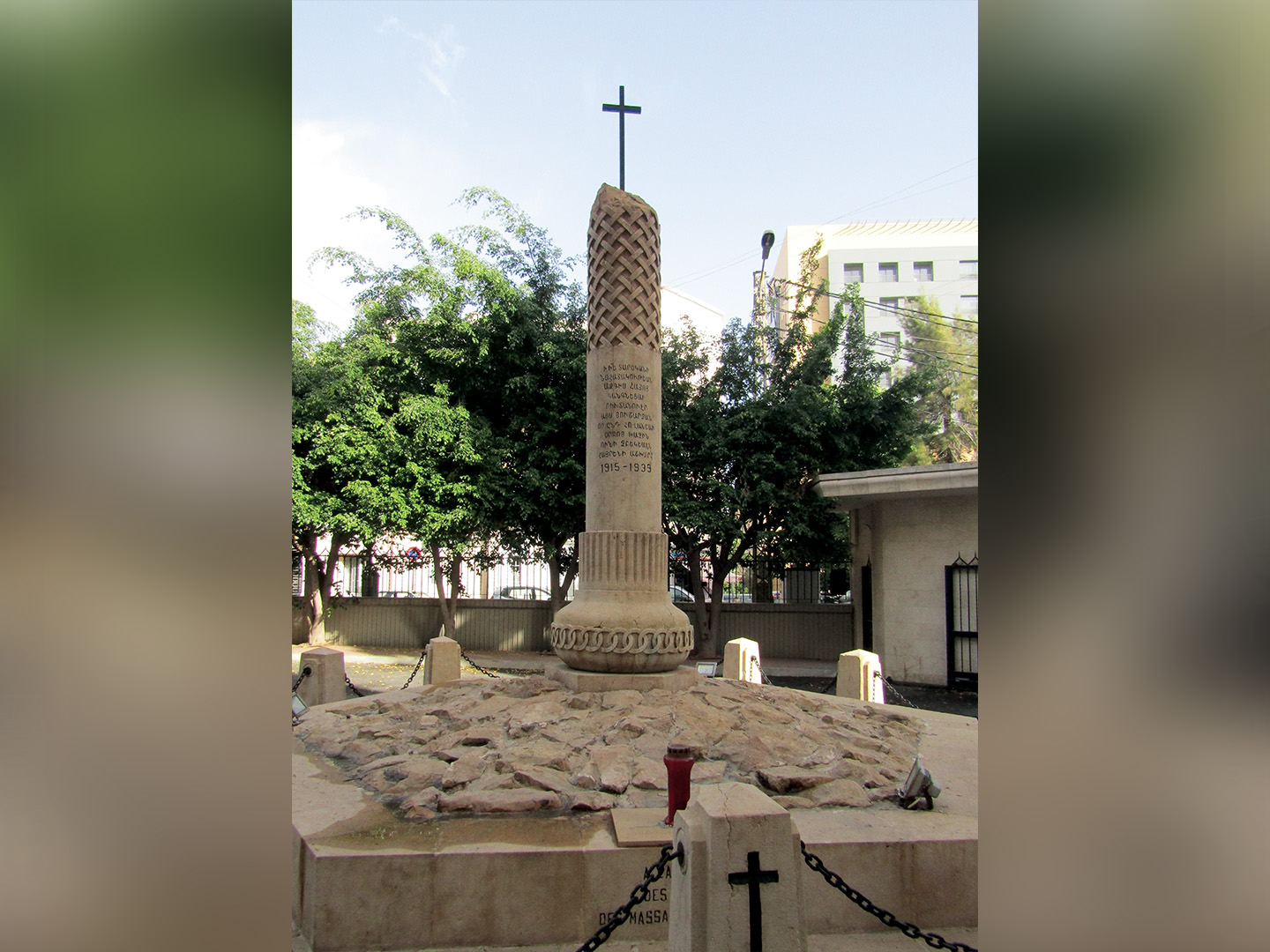 The Genocide monument erected in 1931 in the courtyard of the Armenian Catholic Patriarchate in Beirut.