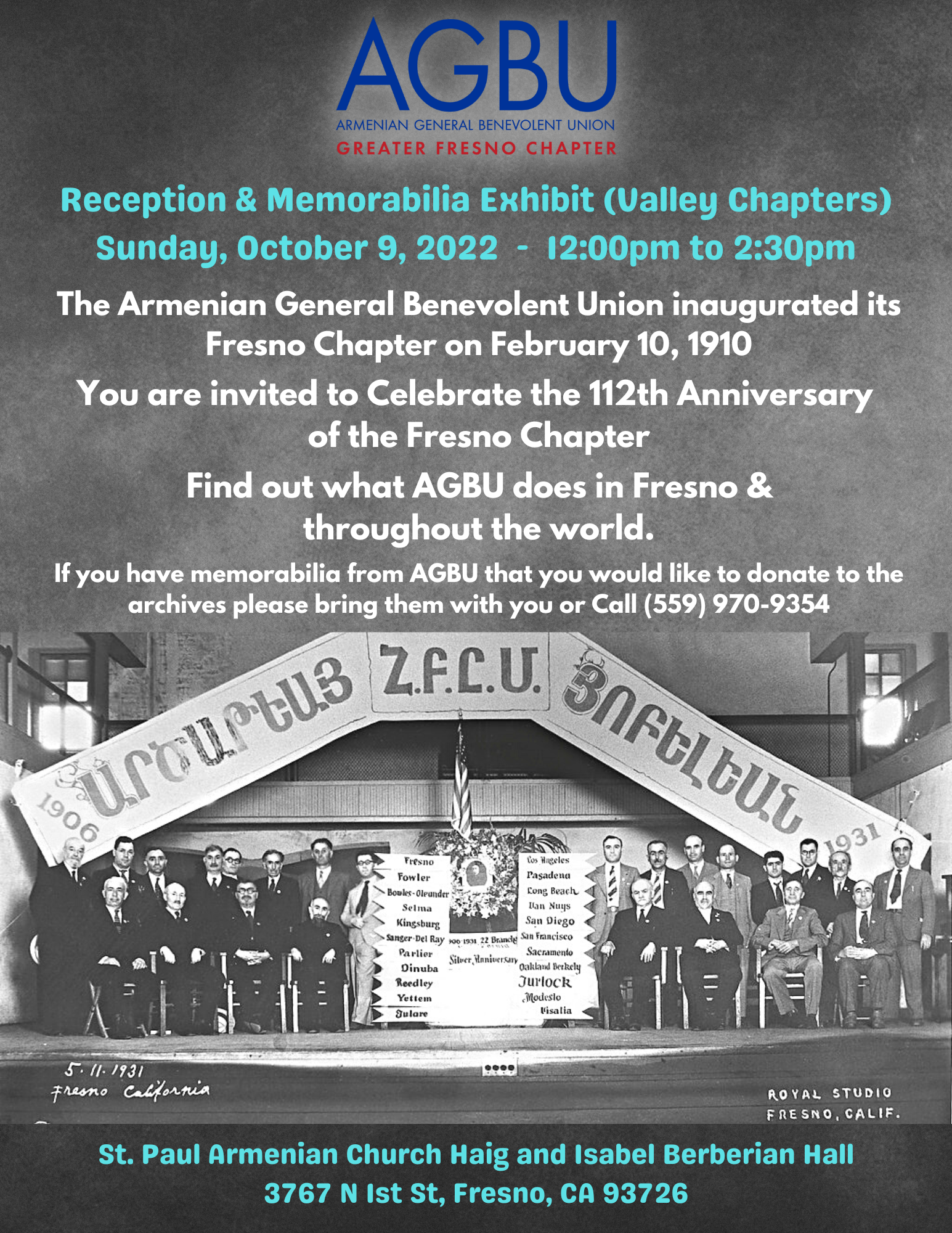 AGBU Fresno Reception and Memorabilia Exhibit