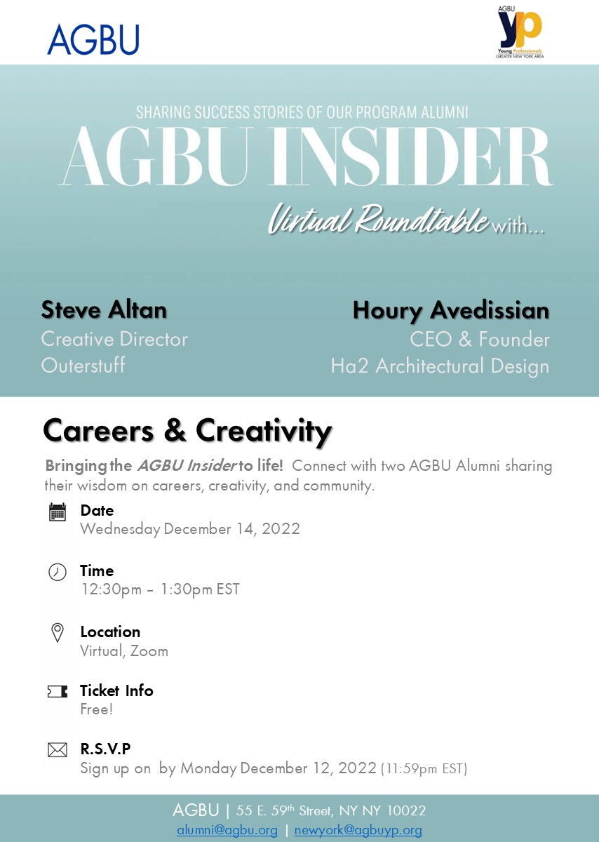 Careers & Creativity | AGBU Insider Virtual Roundtable