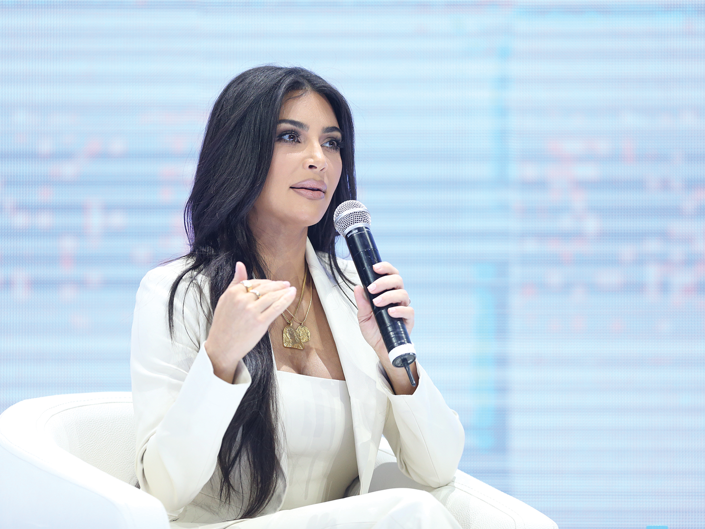 Kim Kardashian West spoke on a panel titled “Marketplace of Ideas” about harnessing technology to promote personal brands and businesses.