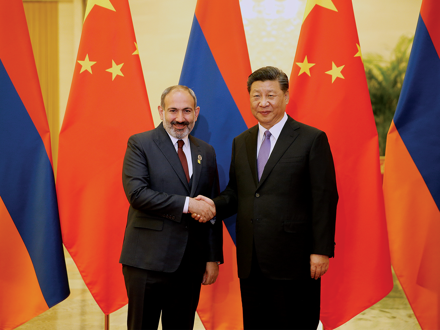 Prime Minister of Armenia Nikol Pashinyan with President of the People’s Republic of China Xi Jinping.