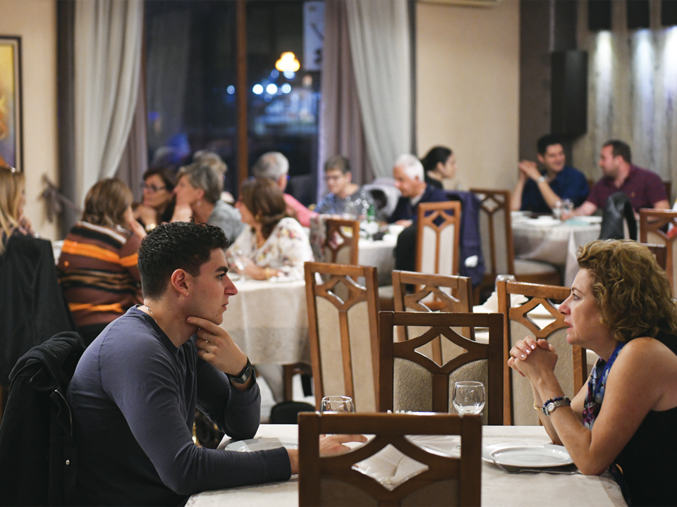 Families eating in the Derian Restaurant, Yerevan. 