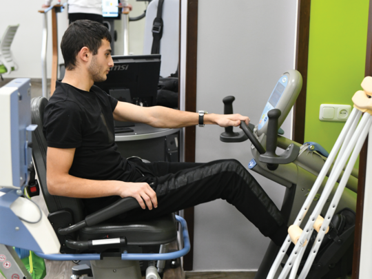 Young soldier working on rehabilitating at Erebuni Medical Center