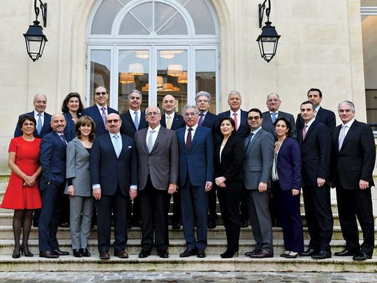 AGBU Central Board members assemble in the courtyard of Les Jardins de Saint Dominique on the morning of the General Assembly.