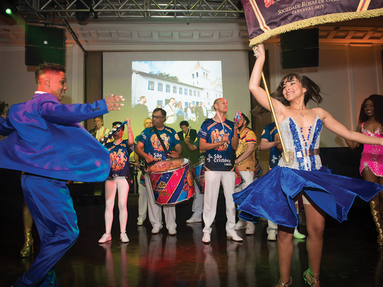 Dancers with the Brazilian Samba School Rosas de Ouro celebrate Armenian culture with a rendition of their 2019 Carnival performance at the Gala.