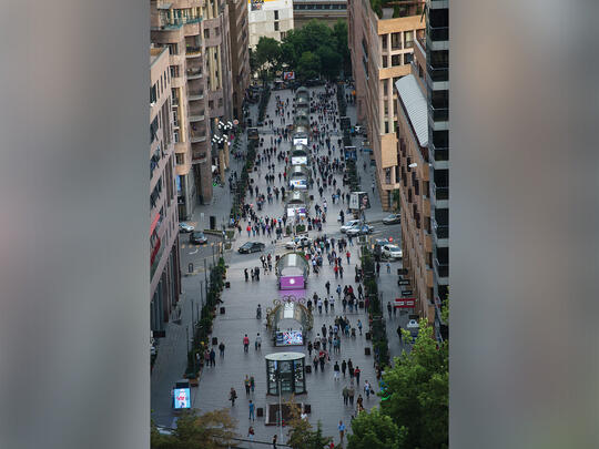 Northern Avenue. A pedestrian walkway reminiscent of Rue de la Republique in Lyon, France, it connects major streets of Yerevan’s posh downtown district.