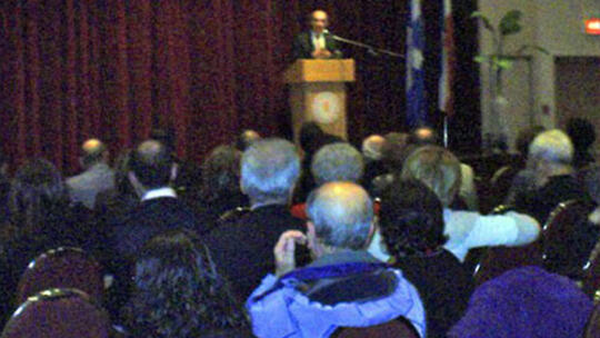 A view of one of two events with French academic Raymond Kev