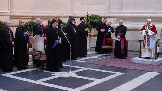 His Holiness Pope Benedict XVI (second from right) presides 