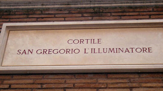 The official sign at the Vatican Basilica that dedicates the