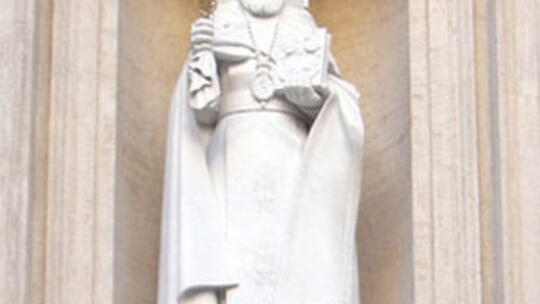 A statue of St. Gregory the Illuminator of Armenia overlooks