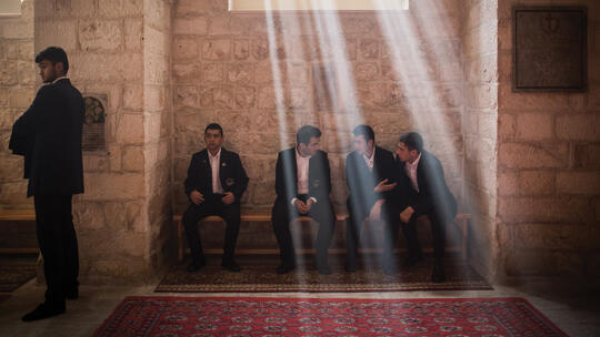 Armenian seminary students seen after leading a prayer service at the Archangels Church in the Armenian Quarter.