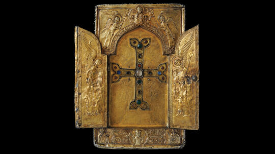 Reliquary of the Holy Cross of Khotakerats’, 1300 at the Mother See of Holy Etchmiadzin in Vagharshapat, Armenia.